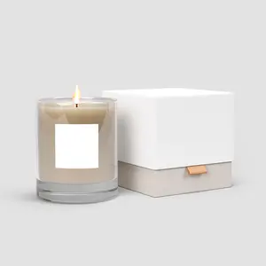 批发豪华高级包装礼品蜡烛罐盒包装定制标志刚性纸制蜡烛盒，用于圣诞节