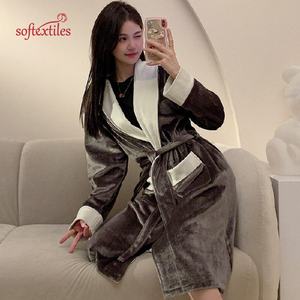 Accappatoio da <span class=keywords><strong>Notte</strong></span> <span class=keywords><strong>di</strong></span> Lusso per Donna Softextiles, 100% Poliestere, Oversize, Grigio, per Ragazze e Donne - Product Image 2