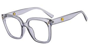 Euro-American <strong>Square</strong> Eyeglasses <strong>Gold</strong> Studded Perforated Design Anti-Blue Light Plain Lenses Instagram-Trendy <strong>Frames</strong> - Product Image 6