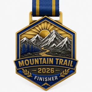 Médaille de Trail en Alliage de Zinc 3D Personnalisée 2026 – Médailles Sportives en Métal pour Marathon et Randonnée avec Ruban – Récompense pour les Coureurs - Product Image 1