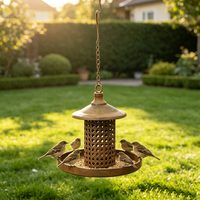 Mangeoire à oiseaux suspendue en fer forgé, faite à la main, au design original, pour décoration extérieure de pelouse et de véranda