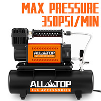 ALL-TOP Compresseur d'Air Portable 12V Robuste pour SUV 4x4, Véhicules et Pneus de Camions Max 150PSI, avec Kit Réservoir de 6L pour Tout-Terrain