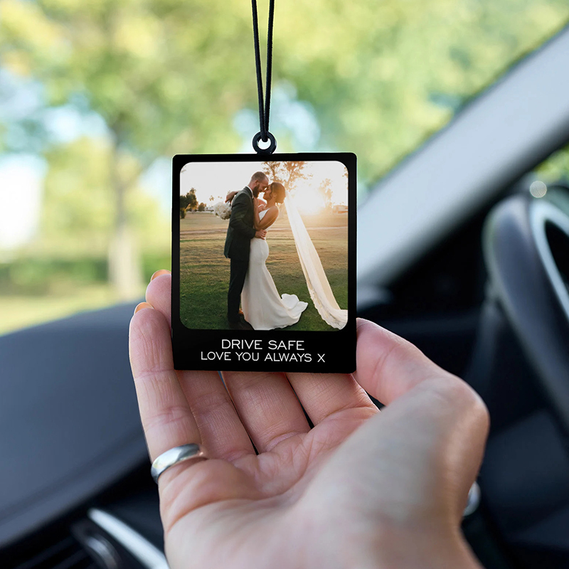 NEWNORTH Personalized Photo Car Ornament Arylic Personalized Customized Text Photo Car Rearview Mirror Hanging Gift for Couple · image 5