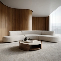 Ensemble de table basse en bois avec plateau rond en marbre éthiopien, brun, meubles modernes pour salon