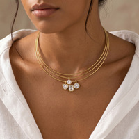 Collier superposé doré SongYi avec pendentifs cœur et breloques facettées transparentes, bijoux de mode pour femme, cadeau