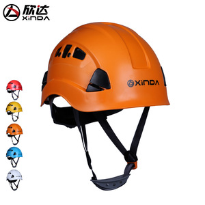 Casco de Seguridad Tipo V Xinda Naranja para Escalada en Roca y Rapel, Protección para la Cabeza con Suspensión de 6 Puntos y Ranuras - Product Image 1
