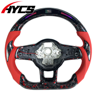 Volant personnalisé en cuir rouge LED rouge en fibre de carbone forgée pour VW Volkswagen Golf R 5 6 7 MK5 MK6 MK7 Gti Passat CC
