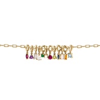 Collier de Naissance en Argent Sterling 925 Plaqué Or 18k de Haute Qualité avec Pendentif Coloré Arc-en-ciel et Breloques Pierres de Naissance pour la Fabrication de Bijoux