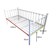 Lit enfant en fer simple avec barrière haute, convertible en canapé élargi pour garçons et filles, idéal pour hôtels, écologique, sans sommier requis
