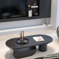 Table basse de style français en acier inoxydable avec plateau en marbre, design moderne pour les petits salons