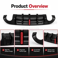 For Infiniti Q50L 2014-2022 Car Accessories Rear Bumper Diffuser Lip Vertical LED Light Sport Styling Kit