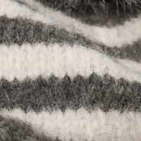 Bonnet tricoté jacquard rayé avec pompon pour femme, en mélange de laine, couleur contrastante, à revers, épais et chaud pour l'automne et l'hiver