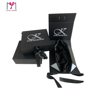 MUYANG Custom Luxury <b>Black</b> <b>Box</b> With Satin Insert for High Quality Wig Packaging <b>Box</b> With Bow - Product Image 2