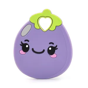 Soft Toy Teether For Baby Teething Eggplant Shape Toys Teether Ring Hot Selling Funny Food Grade Silicone