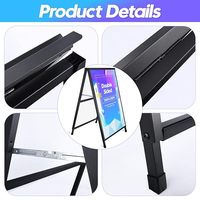 Stand Poster Portabel Berdiri Sendiri Model A-Frame Ukuran 24 X 36 Inci, Logam Galvanis Panas, Dapat Dilipat, Display Dua Sisi untuk Luar Ruangan
