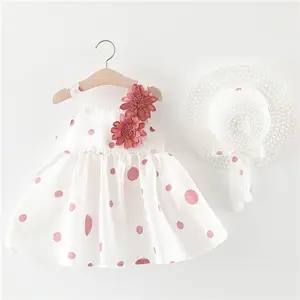 Mới Nhất Phong Cách Giá Thấp Dot Trắng Hoa Bé Trẻ Em Ăn Mặc Cho Hàn Quốc Mùa Hè Dresses Cửa Hàng Sản Xuất Tại Trung Quốc Nhà Máy