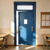 Porte coupe-feu en acier pour salle de classe avec fenêtre de vision et barre anti-panique, porte métallique anti-collision pour bâtiments scolaires