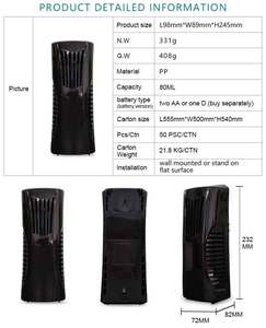 Nhà Máy Bán Hàng Trực Tiếp Pin Màu Đen Fan Tinh Dầu Khuếch Tán Refillable 80Ml Phòng Tắm Không Khí Trong Tươi Dispenser Với Bấc - Product Image 2