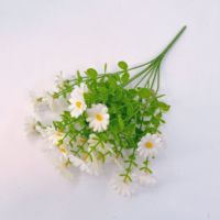 Bouquet de marguerites artificielles blanches, feuilles d'eucalyptus, fleurs commémoratives pour tombes, bouquet de marguerites en soie, décoration de maison