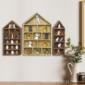 Wooden House Shape <b>Wall</b> <b>Shelf</b> Storage Rack For Figurines Toys Display 5 Tier Irregular Design <b>Wall</b> <b>Mounted</b> Type - Product Image 3
