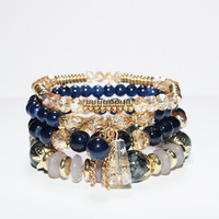 Stock de mode vente à chaud ensemble de 4 pièces bracelet de tempérament en cristal de verre multicouche de Bohème bracelet de style exotique