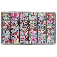 Ensemble de 360 breloques pour ongles, 26 lettres de l'alphabet anglais, style macaron, en résine 3D, dégradé, accessoires de décoration d'ongles DIY, 24 compartiments