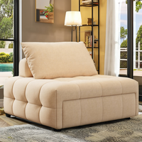 Sofá Cama de Tela Estilo Puff Moderno con Función de Refrigeración, Multifuncional, Individual, Extra Largo, para Dormitorio y Sala de Estar