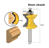 Bit Router Cetakan Wajah Kolom Manik-manik Bullnose Shank 8Mm, untuk Alat Pertukangan