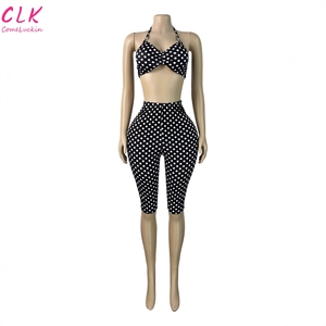 <span class=keywords><strong>Completo</strong></span> Estivo da <span class=keywords><strong>Donna</strong></span> Due Pezzi, Top <span class=keywords><strong>Sexy</strong></span> con Stampa a Pois e Pantaloni, Set Moda Femminile - Product Image 2