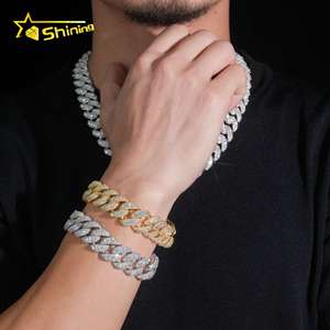 Bracciale Cubano Iced Out in Ottone Placcato Oro con Moissanite VVS da 18mm, con Puntatore Rialzato, Supera il Test del Diamante, Gioielli Hip Hop, con GRA - Product Image 3