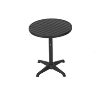 Table de bistrot d'extérieur Joye Leisure avec roulettes, structure en aluminium, chaises empilables en plastique et bois pour usage hôtelier, style contemporain