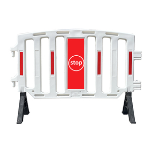 Barrière de contrôle des foules en plastique moulé par soufflage 1500, barricade de chantier mobile en plastique HDPE pour l'isolation des chantiers de construction - Product Image 1