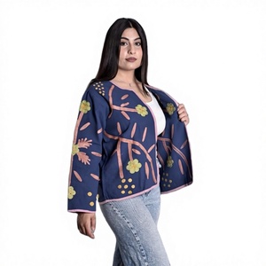 Suzani เสื้อเบลเซอร์ผ้าต่อแขนสั้นสำหรับสตรีมาใหม่เสื้อเบลเซอร์ผ้าคอตตอนปักลายหรูหรา100% ดีไซน์แบบศิลปะ - Product Image 1