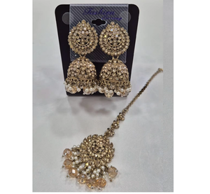 Pendientes de Perlas con Diseño Tradicional Indio y Conjunto de Mangtikka para Mujeres y Niñas, Joyería Étnica de Moda - Product Image 3
