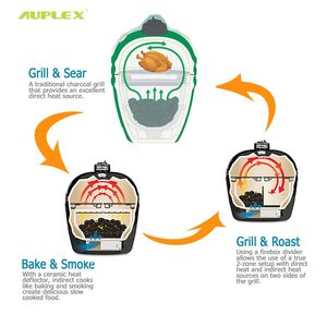 Barbecue en céramique Auplex KAMADO, 13 pouces, barbecue au charbon de bois, mini rôtissoire pour <span class=keywords><strong>piscine</strong></span>, finition glacée pour l'extérieur - Product Image 4