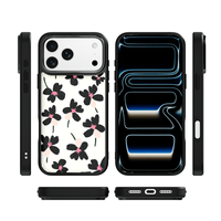 Coque de téléphone AG Feeling Black Edge avec motif floral peint à l'huile et dorure pour iPhone 17, 17 Pro Max, 16 Pro, 15 – Coque magnétique