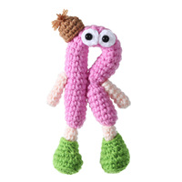 Porte-clés en peluche court fait main au crochet, motif lettre, anti-stress, mignon, alphabet, pour sac à dos, anniversaire