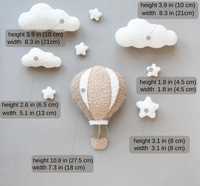 Décoration murale de chambre d'enfant en forme de montgolfière, décoration neutre pour chambre de bébé, cadeau de naissance, décoration murale suspendue faite à la main