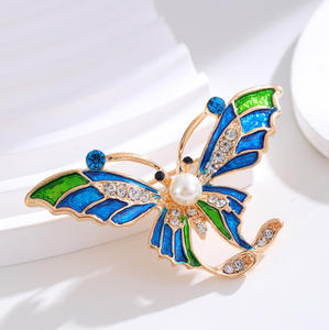 Émail personnalisé papillon et oiseau dames broche broche en alliage de zinc or argent 6 pièces cadeau de fête - Product Image 4