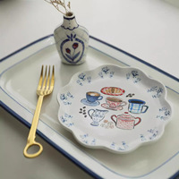 Cartoon Hoog Esthetisch Ontwerp Gevoel Keramische Plaat Modern Cartoon Patroon Feest Dessert Fruit Diner Bord