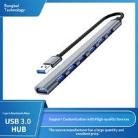 Hub USB de 7 Puertos con 1 Puerto USB 3.0 y 6 Puertos USB 2.0, Divisor USB de Aleación de Aluminio para PC de Escritorio, en Stock