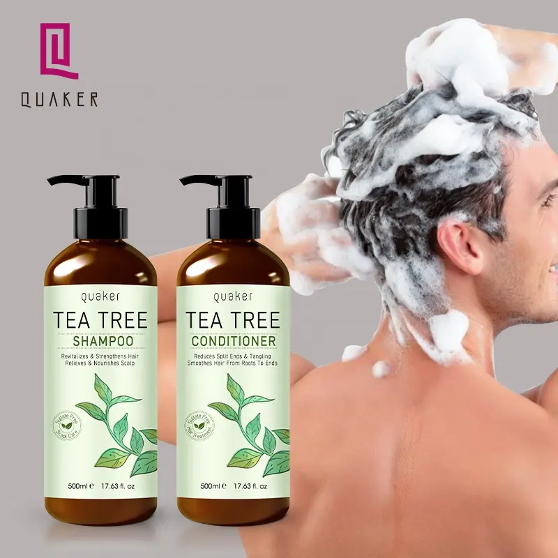 Qquaker Sulfate Free Anti-Dandruff Tea Tree Oil Shampoo And Conditioner Wholesale All Hair Types Saclp Care For Curl