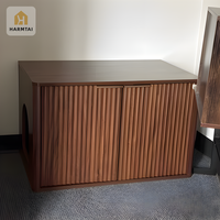 Armoire de rangement à 2 portes HarmTai en bois cannelé, style moderne minimaliste, pour salon ou chambre à coucher