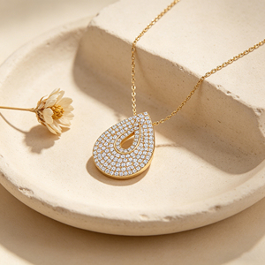 Collar al por Mayor de Hengdian, Chapado en Oro, Latón, Bañado en Oro de 18K, con Colgante de Lágrima Completamente Adornado con Circonitas AAA - Product Image 6