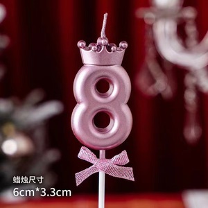 Bougies de gâteau en forme de couronne et de nœud, numérotées de 0 à 9, en acrylique or et argent, décorations d'anniversaire pour enfants - Product Image 3