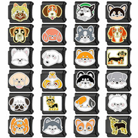 Bracelet à breloques italien motif chien et empreinte de patte, en acier inoxydable, extensible, style bracelet de montre modulaire, cadeau pour les amoureux des animaux