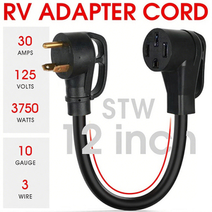 12-inch 30 amp nữ Dogbone <span class=keywords><strong>Adapter</strong></span> RV điện chuyển đổi dây TT-30P 14-50r Power <span class=keywords><strong>Adapter</strong></span> 1 FT STW sjtw Đồng 250V - Product Image 2