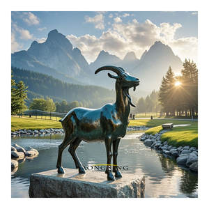 Decoración de jardín Tamaño real Bronce Cabra Escultura Animal Cabra Estatua - Product Image 3