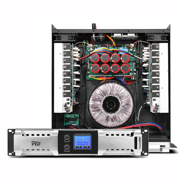 Hot Sell 2U 2*600W 2 Channel Power Amplifier LCD Display Screen Professional Performance KTV Stereo Sound Pro Audio Amplifier