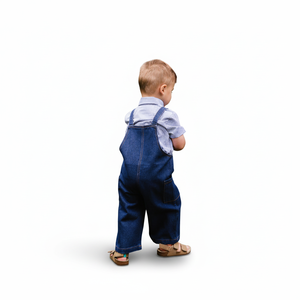 Salopette en jean bleu foncé personnalisée pour tout-petits garçons, bretelles réglables, salopette longue <span class=keywords><strong>avec</strong></span> poches latérales pour enfants garçons - Product Image 4